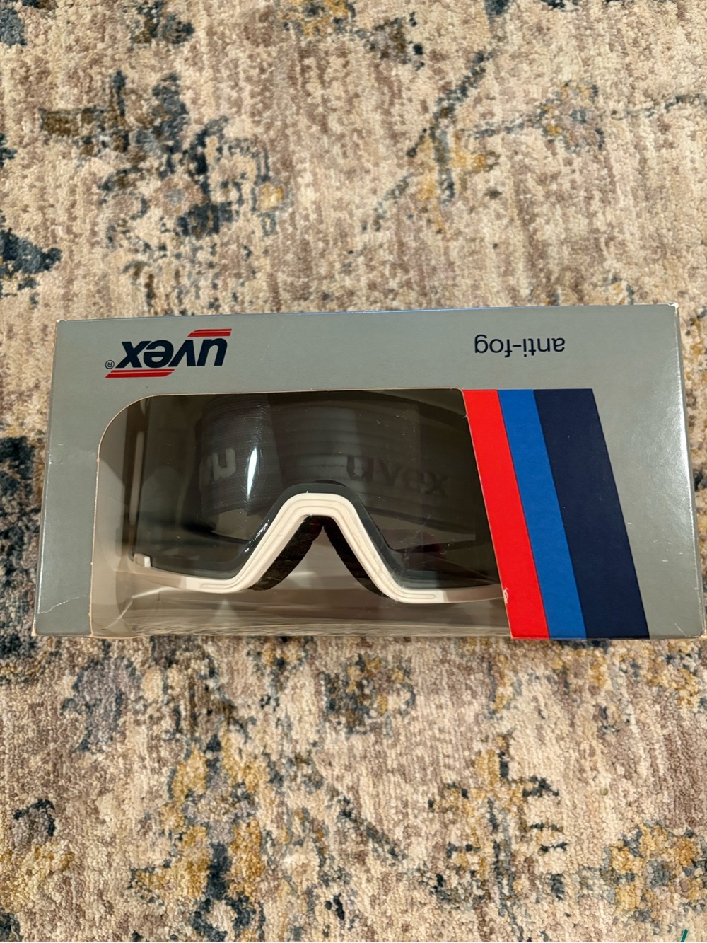 Vintage 1970's UVEX Anti-Fog Futura Ski Goggles White Graylite w/ Box U0040